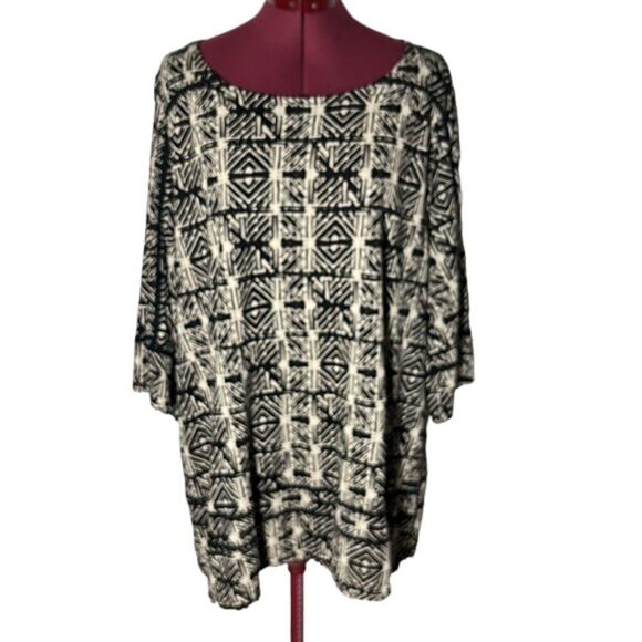 Lucky Brand 3X Top Shirt Womens Plus Size Black Aztec Print Flowy Boho NWOT - Picture 4 of 11